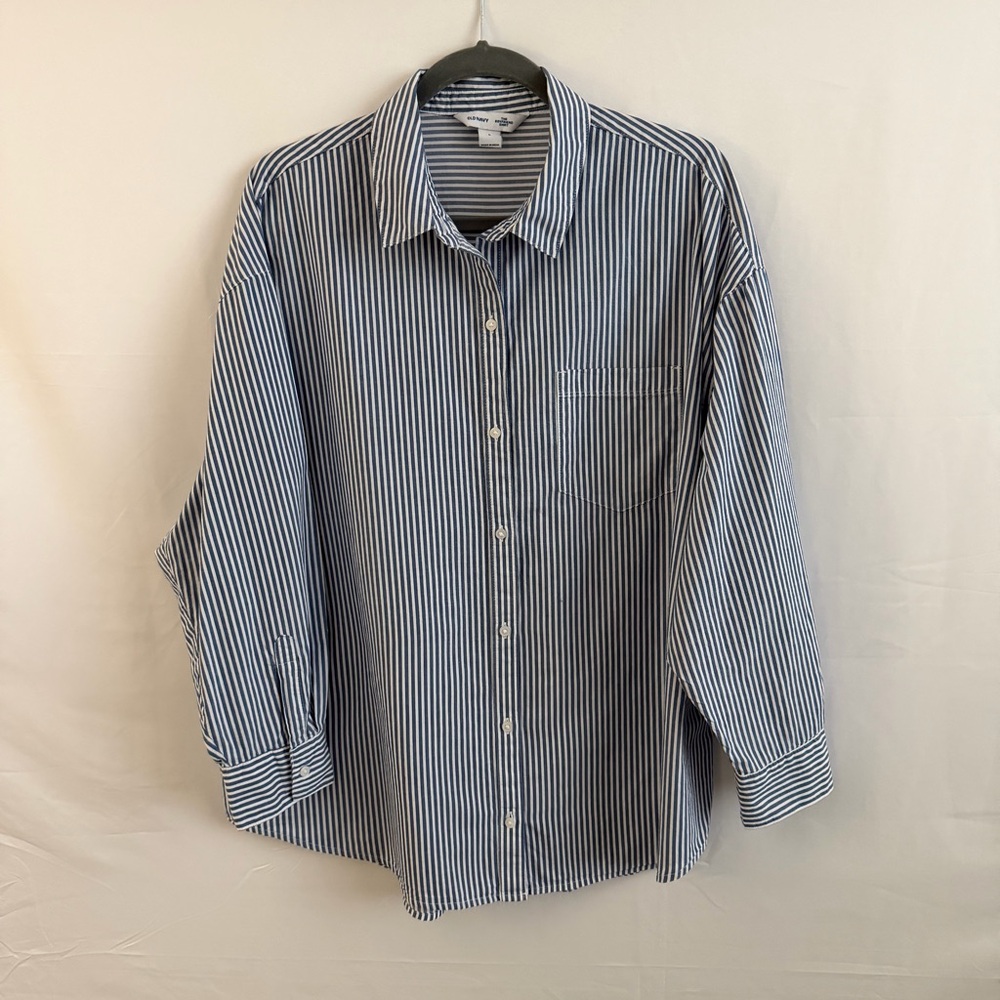 Classic Blue Striped Women’s “Boyfriend” Shirt